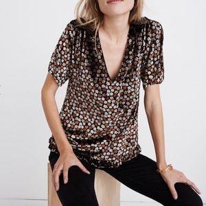 Madewell Velvet Tulip-Sleeve Ruffle Top